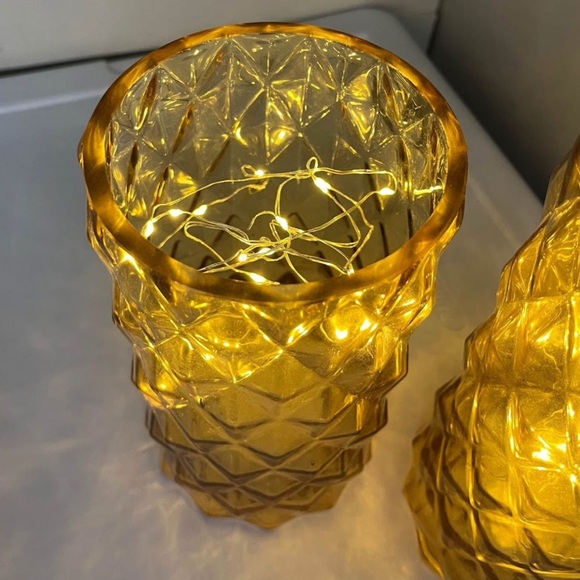 Amber Glass LED Fairy Light Vases - Picture 2 of 6